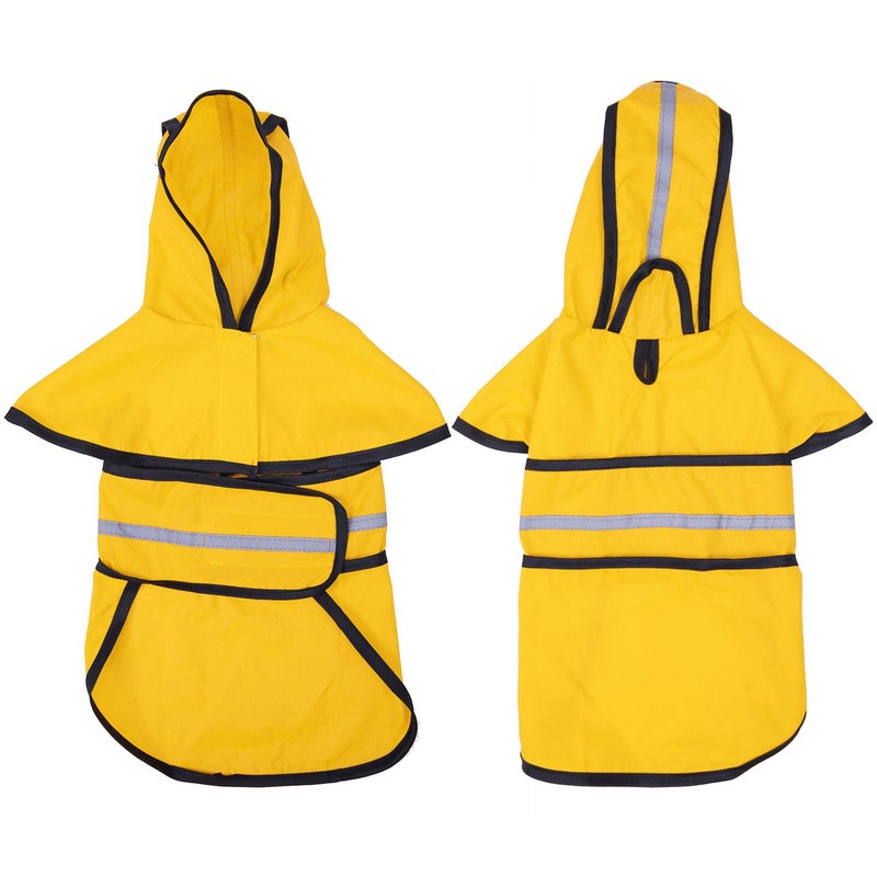 HDE Dog Raincoat Jacket Reflective Adjustable Hooded Pet Poncho Rain Coat with Leash Hole for Small to X-Large Dogs Yellow - S - Image 3